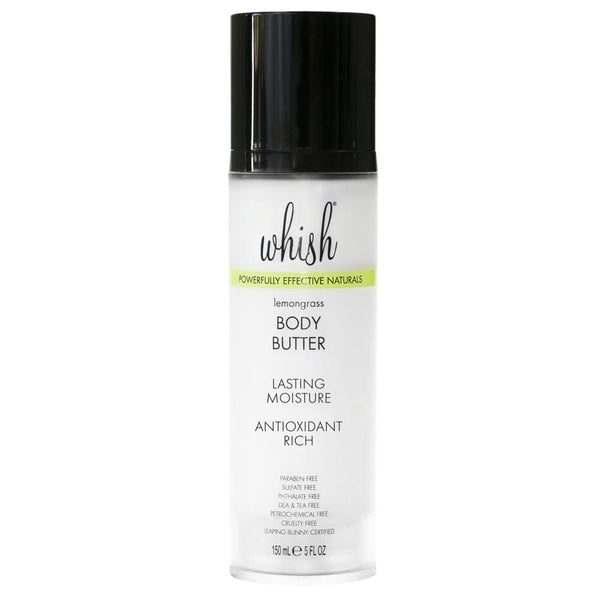 Whish Beauty Body Butter for Women, Moisturizing Lotion for Dry Skin, Lemongrass, 5 fl oz