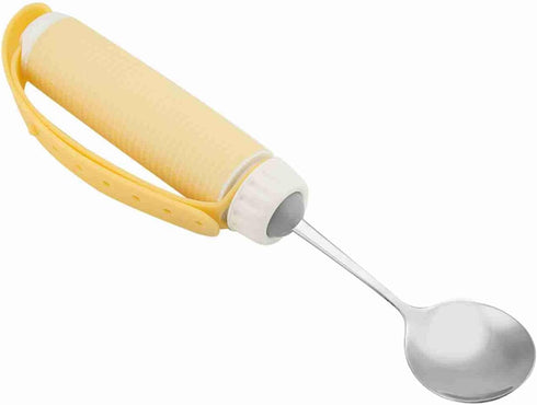 Oumefar Easy Grip Eating Aids Spoon, Disabled Utensil Stainless Steel Fork Arthritis Elder Aid Tablewares Flexible