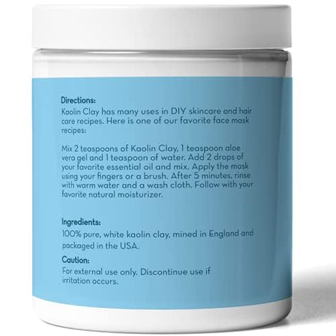 Pure Body Naturals Kaolin Clay Powder, 100 g - Ideal for Natural DIY Skin Cleansers, Masks, and Scrubs