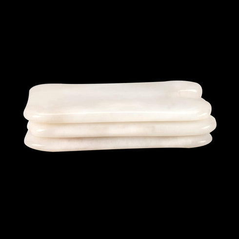 MObyat 1Pcs White Jade Guasha Board Massager Tool Crystal Energy Stone Traditional Scraper Mat for Body Back Neck