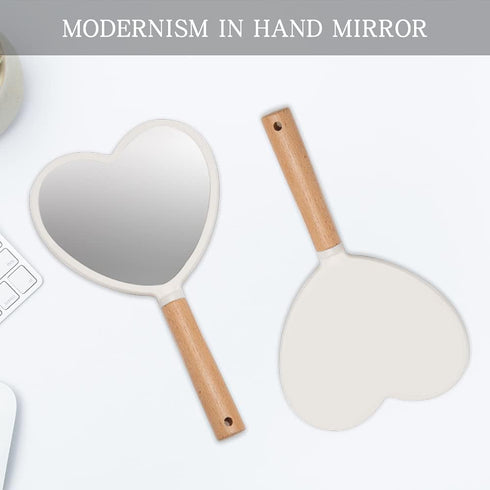 YEAKE Hand Held Mirror with Handle for Makeup - Small Cute Wood Hand Mirror for Shaving, Single-Sided Portable Travel