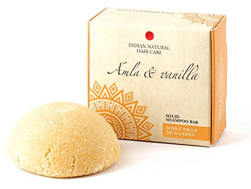 Solid Shampoo Bar - Amla & Vanilla for Normal-Damaged Hair - Indian Natural Hair Care - 2.12 oz