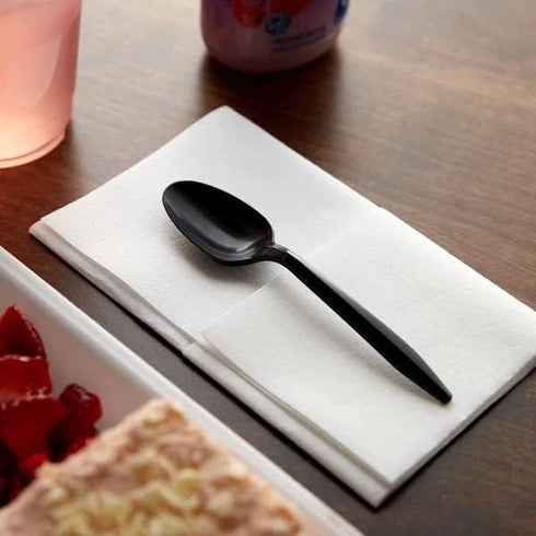 1000 Plastic Spoons Black Medium Weight, Disposable Teaspoons Utensils, Bulk Durable Plasticware for Celebrations