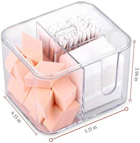 SUNFICON Cotton Swab Balls Box, Cotton Pads Holder Organizer, Acrylic Crystal Clear Canister