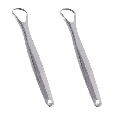 2PCS Metal Tongue Scraper, Reusable Stainless Steel Oral Tongue Cleaner for Oral Care