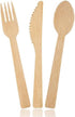 Bamboo Utensils, Natural Disposable Wooden Cutlery for Party, Camping, Picnic, Wedding, 24 Count (8 Spoons, 8 Forks, 8