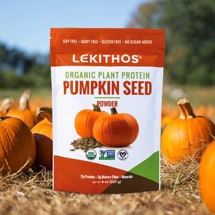 Lekithos Organic Pumpkin Seed Protein | 8 oz | 17g Protein | Certified USDA Organic, Vegan