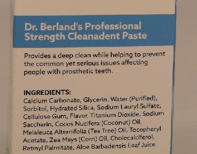 Dr. B Dental Solutions Cleanadent Denture and Gum Toothpaste, 4 oz - ADA Accepted, All-Natural for Odor and Stain
