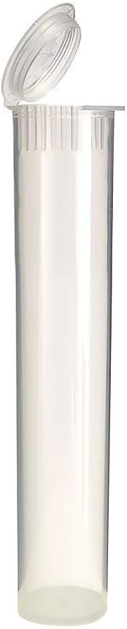 W Gallery 10 Clear 116mm OPEN CAP Pop Top Tubes, Airtight Smell Proof Containers for Pills Herbs Flowers Supplements