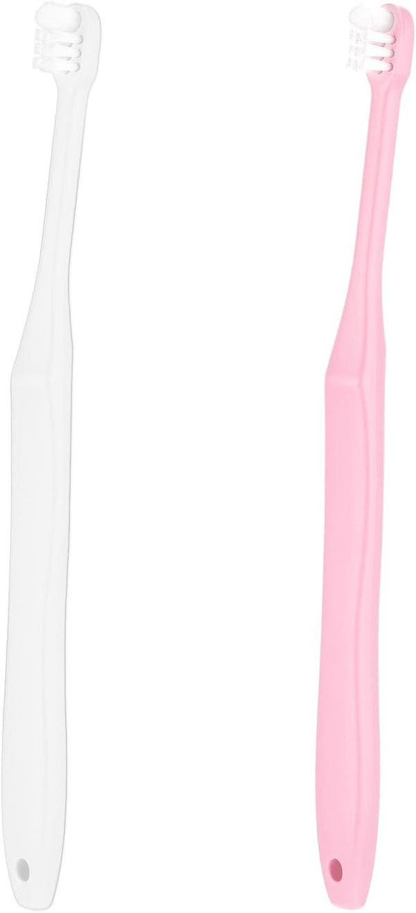 2 Pieces Tuft Toothbrush, Small Head End Tapered for Interdental Nursing, Soft Tiny Toothbrush (Blue + Green)