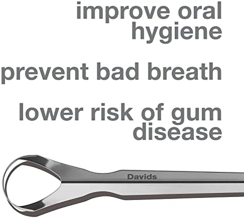 Davids 100% Medical Grade Stainless Steel Professional Tongue Scraper, Made in the USA