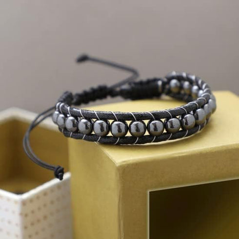 Hematite Therapy Bracelet for Men and Women, Natural Pain Relief and Healing Stones, One Size