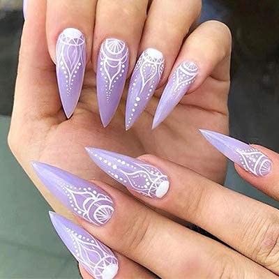 VIVACE Clear Long Stiletto Gel Nail Tips, 500pcs, 10 Sizes with Clear Plastic Case for Nail Salon