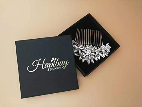 Rose Gold Clear Crystal Bridal Wedding Hair Comb, Headpiece Hair Pins
