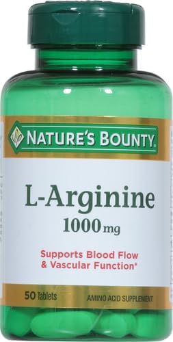 Nature's Bounty L-Arginine, Supports Blood Flow and Vascular Function, 1000 mg, Tablets, 50 Ct
