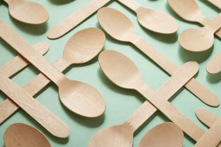 KingSeal 100 pcs Disposable Birch Wood Cutlery Spoons, Biodegradable and Earth Friendly, 6.25 Inch