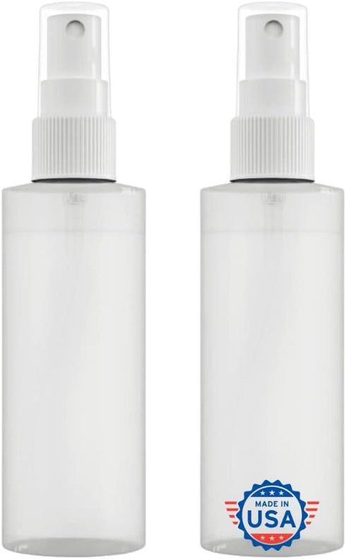 Plastic Spray Bottle Fine Mist 4 Oz, Refillable, Reusable, Portable for Household Use (2 Pack, 120 ml)