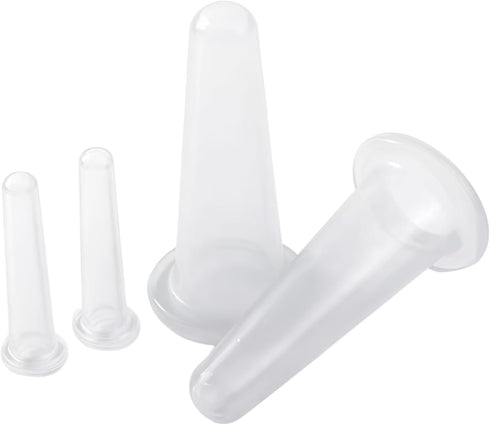 YLiiii 4Pcs Transparent Massage Cupping Set Silicone Mini Facial Cups Face Massager Helper