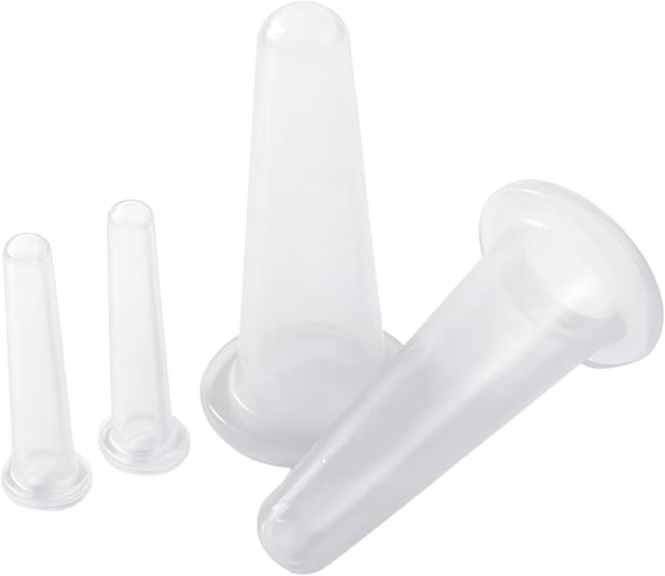 YLiiii 4Pcs Transparent Massage Cupping Set Silicone Mini Facial Cups Face Massager Helper