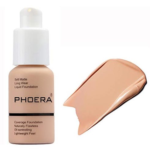 PHOERA Foundation Full Coverage Concealer, Matte Oil Control, Long Lasting Moisturizing Base Liquid Cover Cream