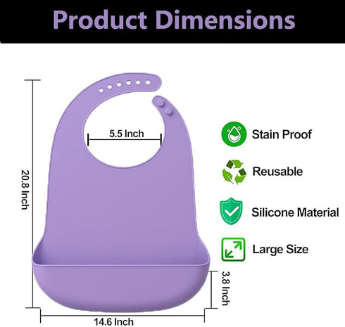 Silicone Adult Bib, Adjustable and Washable Bib for Men & Women, Waterproof for Elderly with Crumb Catcher