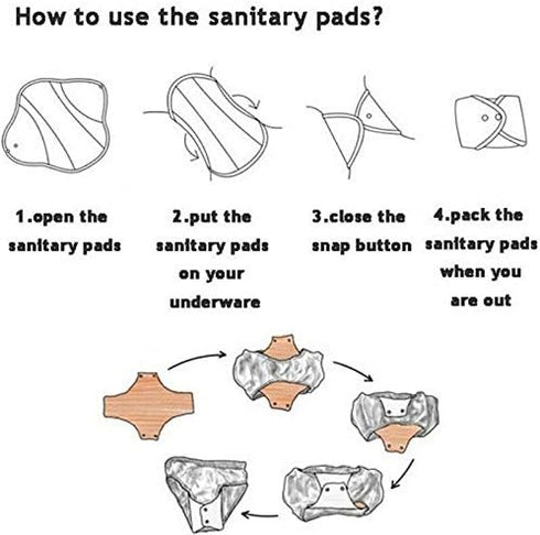 7pcs Reusable Menstrual Pads Set, Including 1 Mini Wet Bag + 6 Washable Cloth Pads for Women