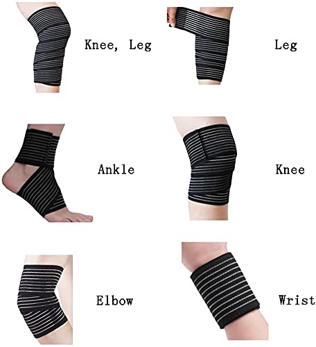 Elastic Calf Compression Bandage Sleeve Wrap for Pain Relief, Adjustable Plus Size Shin Splint Guard in Black