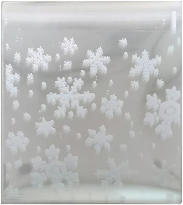 AKOAK 100 Count Resealable Clear Snowflake Bags, 14cm x 14cm +3cm for Candy Cookie Packaging