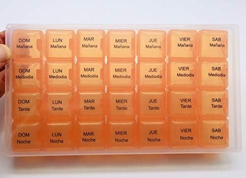 Healthaccessories 7 Spanish Day Four Times a Day Weekly Pill Planner Organizer - Large Compartment Pill Boxes Store