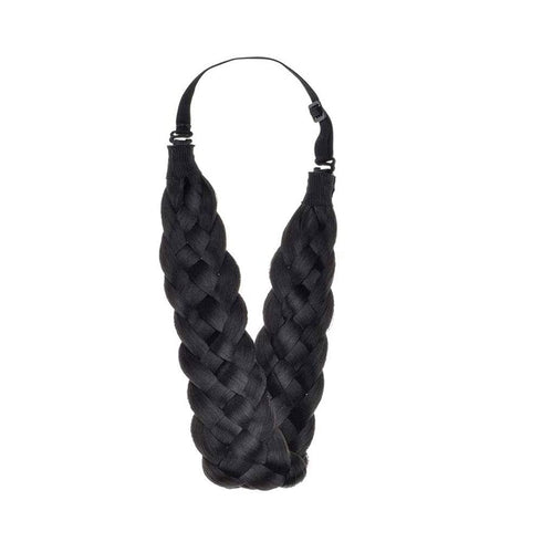 TOECWEGR 5 Strands Synthetic Hair Braided Headband, Classic Chunky Wide Plaited Braids, Multi Color