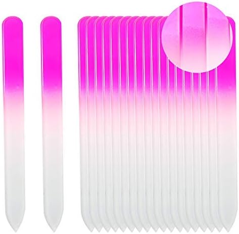 SIUSIO 40 Pack Czech Crystal Glass Nail Files, Double Sided Etched Surface, Gradient Rainbow Color for Nails