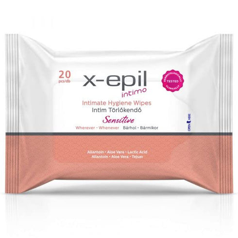 X-Epil 30 Count Intimate Hygiene Wet Wipes - - All Natural Wet Wipes With pH Balanced - Made with Aloe Vera & Chamomile