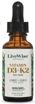 Vitamin D3 with K2 Liquid Drops, All Natural, Non-GMO, 1208iu D3 and 25mcg K2 per Serving, Supports Bones