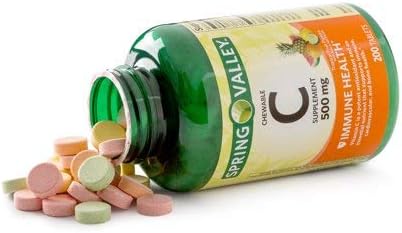 Spring Valley Vitamin C Chewable Tablets, 500 mg, 200 Tablets, Multiple Fruit Flavors (2 Pack)