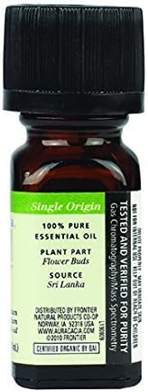 Aura Cacia 100% Pure Clove Bud Essential Oil, Certified Organic, GC/MS Tested for Purity, 7.4 ml