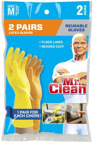 Mr. Clean Medium Reusable Latex Gloves - 2 Color, 2 Pair, 2 Count