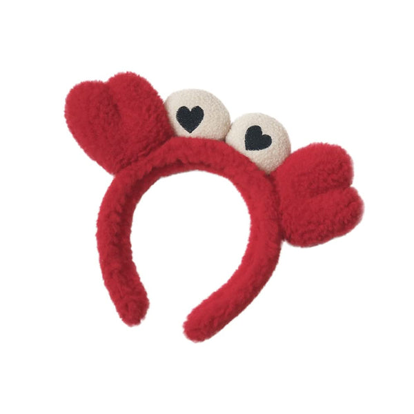 Red Crab Claw Headband for Women, SPA Skin Care Facial Hair Band Makeup Washing Accessories
