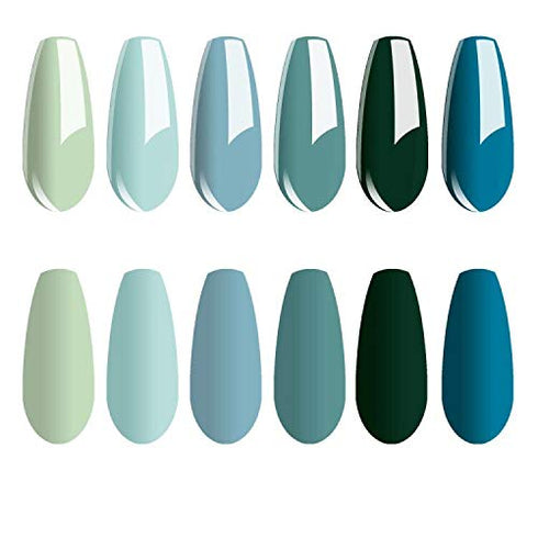 Vishine Gel Nail Polish Gift Set - Teal Blue Olive Green Soak Off UV LED Art Varnish for Home Salon