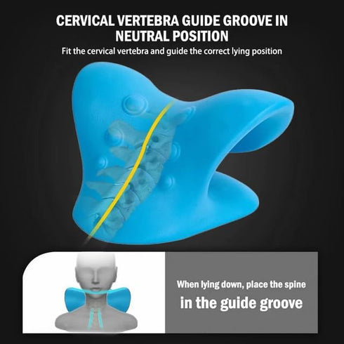 Neck and Shoulder Relaxer: Advanced Cervical Traction Device for TMJ Pain Relief and Neck Stretcher (Blue)