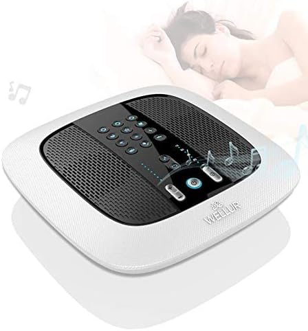 WELLUR 3.5mm 2.1A - Stereo Sound White Noise and Natural Sound Sleep Machine with Relaxing Spa Music. Dual Build