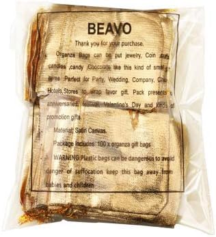Pack of 100 Heavy Duty Gold Drawstring Organza Jewelry Pouches - 5"x 7" for Wedding Party Favor Bags