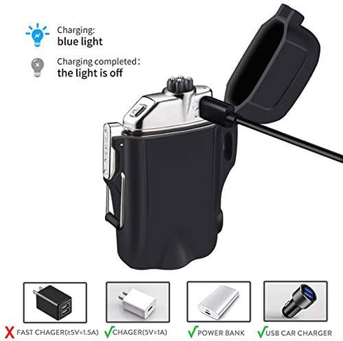 SUPRUS Waterproof Lighter 3 Modes of Flashlight Windproof Lighter Dual Arc Electric Lighters Rechargeable Dual Arc Plasma Lighter with Survival Emergency Whistle and Lanyard by SUPRUS