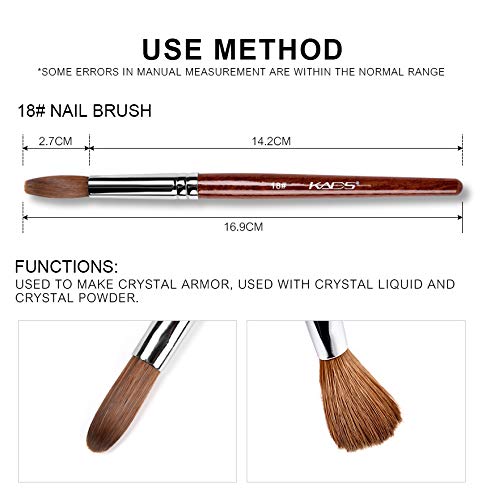 KADS Kolinsky Sable Acrylic Nail Art Brush - Red Wood Pen for Nail Art Manicure Tool (18#)