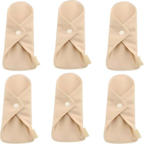 HouseVibe 6 Pack Reusable Organic Cotton Panty Liners 7.1" Washable Breathable Cloth Pads