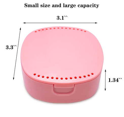 Retainer Case with Mirror and Ventilation Holes for Night Guards, Aligner Trays, Mouth Guard, Denture Case (Pink)