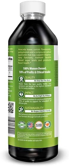Avocado Leaf Extract Liquid Supplement for Vitamins, Dietary Fiber, Skin & Immune Support - 12oz Herbal Goodness