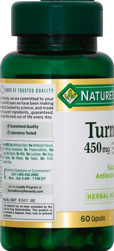 Nature's Bounty Turmeric Capsules, 450 mg Antioxidant Health, 60 Count
