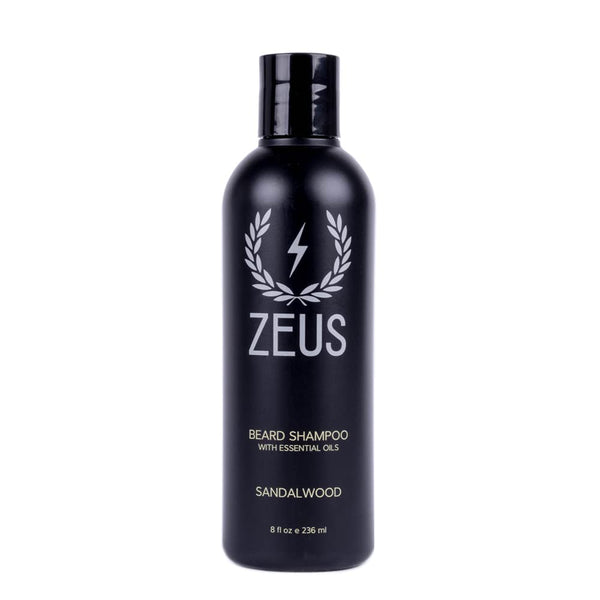 ZEUS Beard Shampoo Wash - 8 oz Sandalwood, Infused with Green Tea & Natural Ingredients for Softening Beard, Made in USA