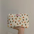 Kawaii Makeup Bag, Cute Floral Storage Organizer with Handle, Aesthetic Cartoon Zipper Toiletry Bag
