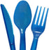 Blue Plastic Cutlery Set, Fork, Spoon, Knives, 48pc Set